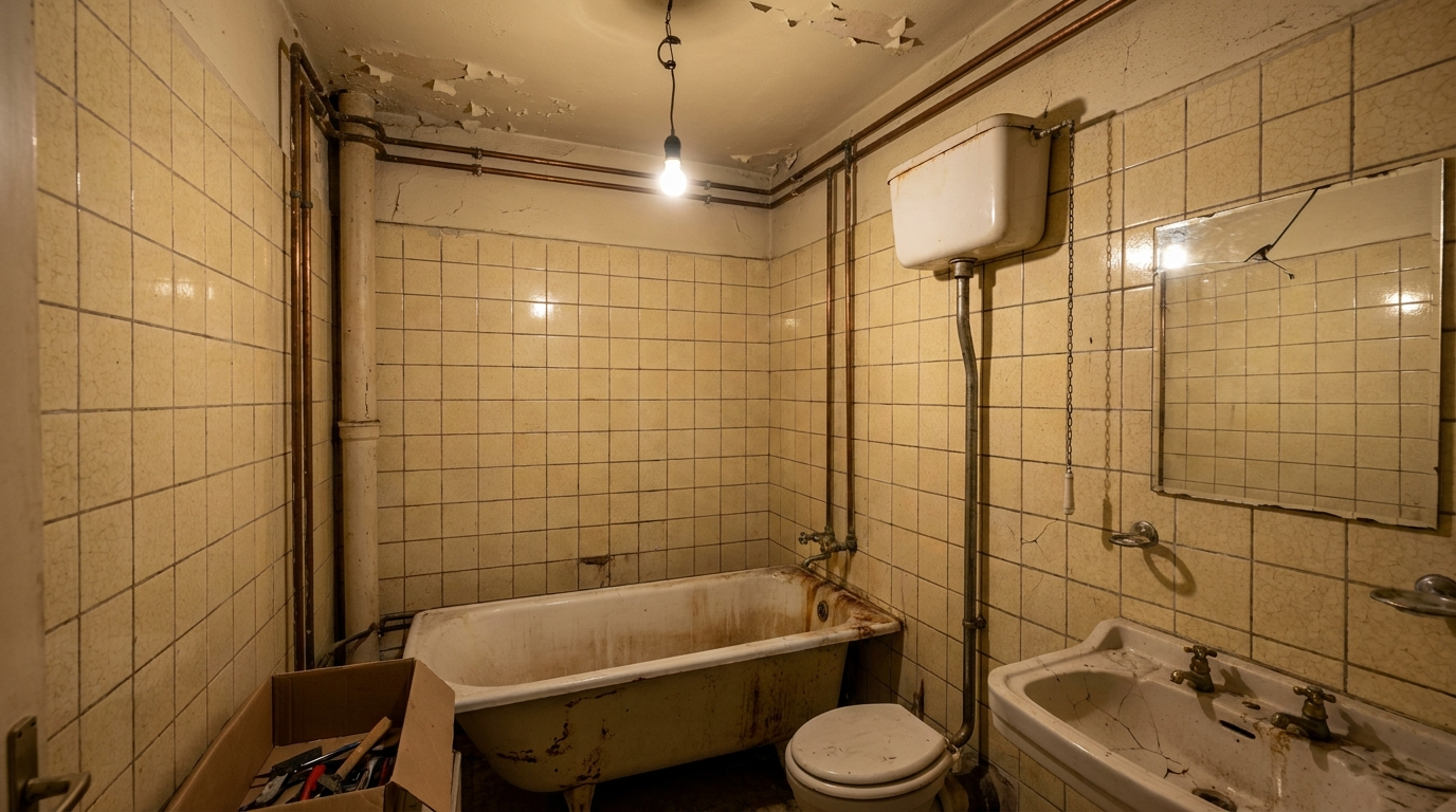 Vor der Sanierung: Badezimmer-Sanierung